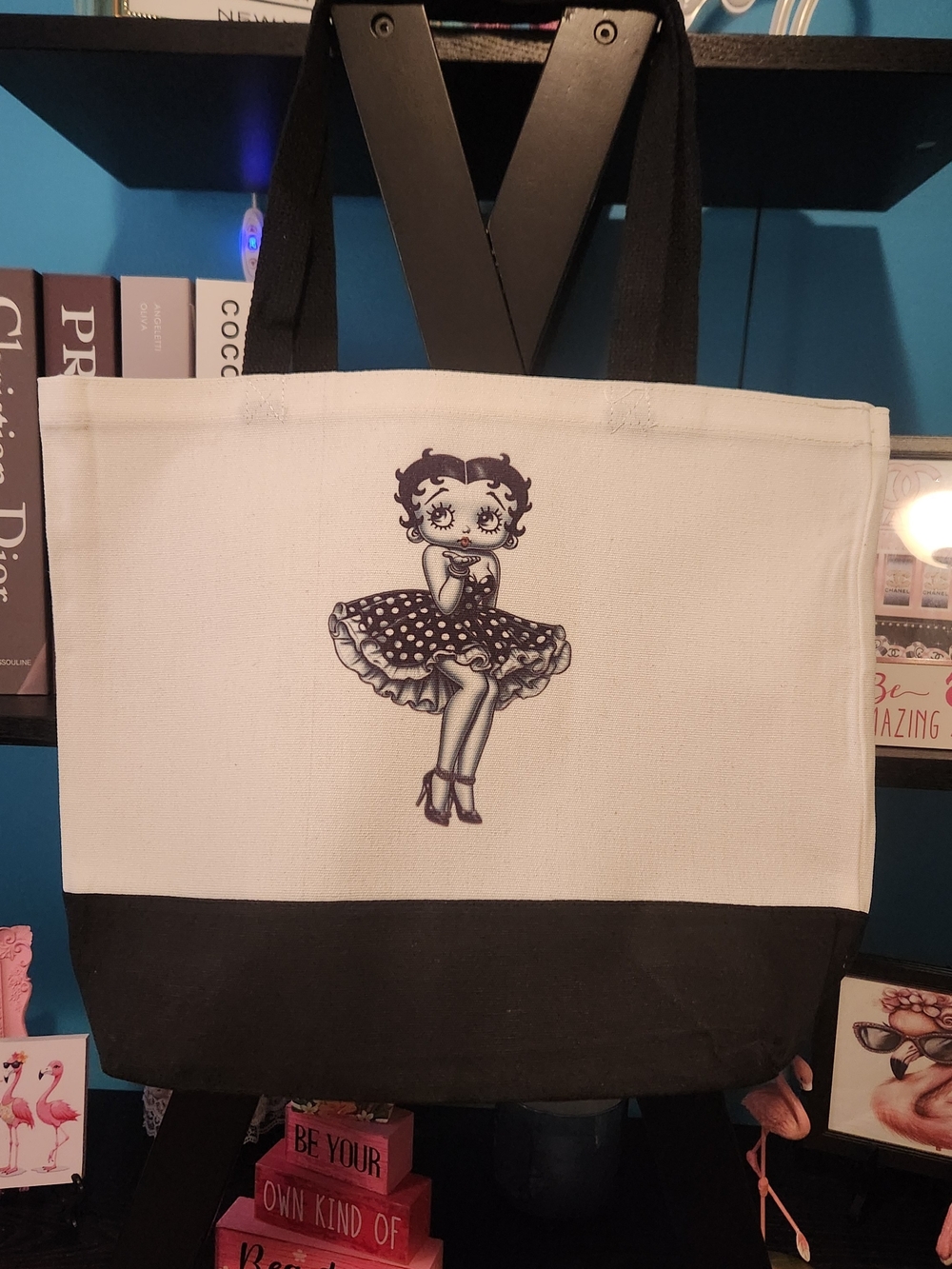 Betty Boop Canvas Tote Bag. Hand Crafted. Double Sided